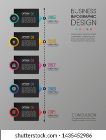 Infographic design - timeline with 5 steps. Vector