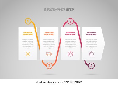 Infographic design timeline or process chart. Business data element of chart, graph, diagram with 4 steps, options, processes.