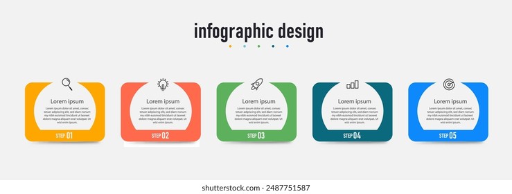 Proceso de línea de tiempo de diseño infográfico con diseño de Plantilla cuadrada con íconos y 4 opciones o pasos. Ilustración vectorial.
