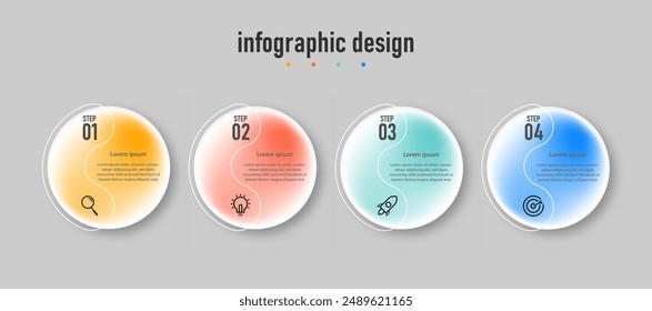 Proceso de línea de tiempo de diseño infográfico con diseño de Plantilla cuadrada con íconos y 4 opciones o pasos. Ilustración vectorial.

