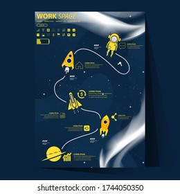 Infographic design and universe space exploration background