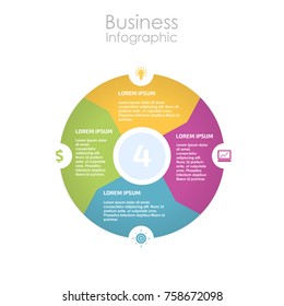 Infographic design for use in marketing for the layout of the workflow, presentation, diagram, annual report, web design. A circular, cyclic business concept with 4 options, steps or processes.