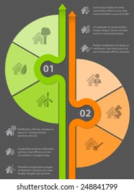 Infographic design with various house icons and options