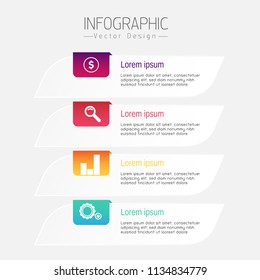 Infographic design vector. Banner element can be used for advertising. workflow diagram. 4 steps infographic.