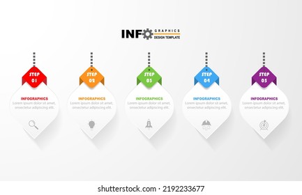 diseño infográfico concepto de negocio vectorial con 5 opciones, pasos o procesos.