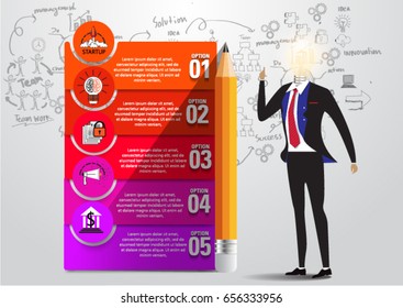 Infographic design vector and business man and  Business concept with number  options, steps or processes.