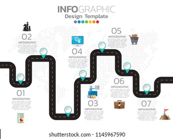 Infografik-Design-Vektor und Symbole können für Workflow-Layout, Diagramm, Bericht, Web-Design verwendet werden. Geschäftskonzept mit Optionen, Schritten oder Prozessen.