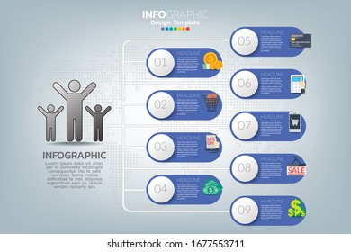 Infographic design vector and  icons can be used for workflow layout, diagram, report, web design. Business concept with options, steps or processes.