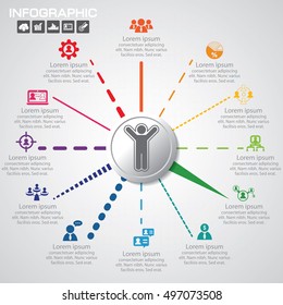 Infographic design vector and icons can be used for workflow layout, diagram, annual report, web design. Business concept with 12 options, steps or processes.