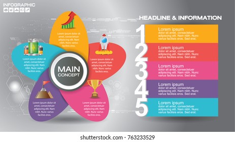 Infographic design vector and  icons can be used for workflow layout, diagram, report, web design. Business concept with options, steps or processes.