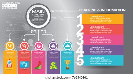 Infographic design vector and  icons can be used for workflow layout, diagram, report, web design. Business concept with options, steps or processes.