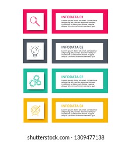 Infographic design vector and icons for diagram, graph, presentation and round chart. Business concept with 4 options, parts, steps or processes.