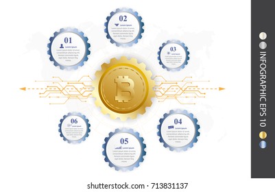 Infographic design vector illustration, 3D sphere graph showing financial and accounting information. bitcoin concept.