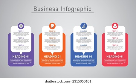 Infographic design vector illustration Infographic design template with icons and 4 options or steps. used for process, presentations, layout, banner, info graph