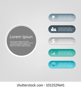 Infographic design vector and marketing icons can be used for workflow layout, diagram, annual report, web design. Business concept with 5 options, steps or processes.