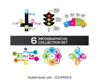 Infographic design vector and marketing icons can be used for workflow layout, diagram, annual report, web design. Business concept with 3, 4, 5, 6 and 10 options, steps or processes.