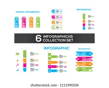 Infographic design vector and marketing icons can be used for workflow layout, diagram, annual report, web design. Business concept with 3, 4, 5, 6 and 10 options, steps or processes.