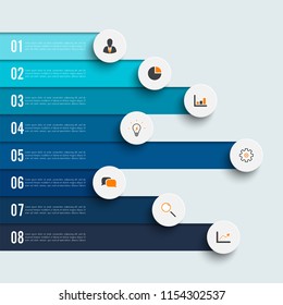 Infographic design vector and marketing icons can be used for workflow layout, diagram, annual report, web design. Business concept with 8 options, steps or processes.