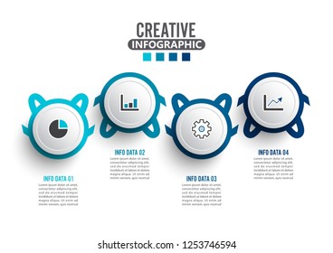 Infographic design vector and marketing icons can be used for workflow layout, diagram, annual report, web design. Business concept with 4 options, steps or processes.