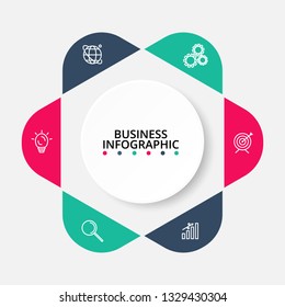 Infographic design vector and marketing icons for diagram, graph, presentation and round chart. Concept with 6 options