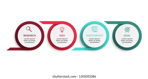 Infographic design vector and marketing icons for diagram, graph, presentation and round chart. Concept with 4 options