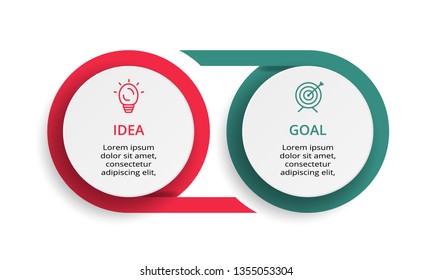 Infographic design vector and marketing icons for diagram, graph, presentation and round chart. Concept with 2 options