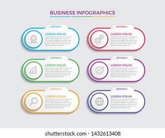 Infographic design vector and marketing icons can be used for workflow layout, diagram, annual report, web design. 
Business concept with 6 options, steps or processes. - Vector 