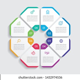 Infographic design vector and marketing icons can be used for workflow layout, diagram, annual report, web design. 
Business concept with 8 options, steps or processes. - Vector 
