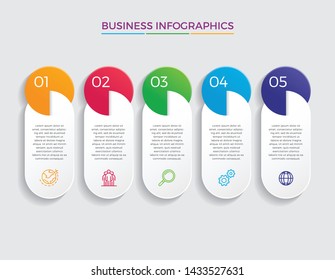 Infographic design vector and marketing icons can be used for workflow layout, diagram, annual report, web design. 
Business concept with 5 options, steps or processes. - Vector 