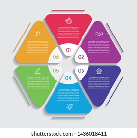 Infographic design vector and marketing icons can be used for workflow layout, diagram, annual report, web design. 
Business concept with 6 options, steps or processes. - Vector 
