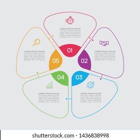 Infographic design vector and marketing icons can be used for workflow layout, diagram, annual report, web design. 
Business concept with 5 options, steps or processes. - Vector 