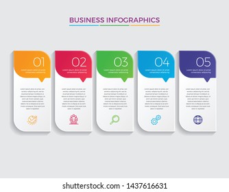 Infographic design vector and marketing icons can be used for workflow layout, diagram, annual report, web design. 
Business concept with 5 options, steps or processes. - Vector 