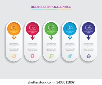Infographic design vector and marketing icons can be used for workflow layout, diagram, annual report, web design. 
Business concept with 5 options, steps or processes. - Vector 