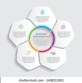 Infographic design vector and marketing icons can be used for workflow layout, diagram, annual report, web design. 
Business concept with 5 options, steps or processes. - Vector 