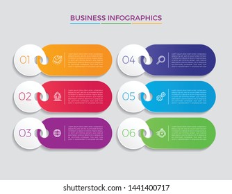 Infographic design vector and marketing icons can be used for workflow layout, diagram, annual report, web design. 
Business concept with 6 options, steps or processes. - Vector