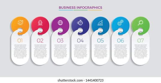 Infographic design vector and marketing icons can be used for workflow layout, diagram, annual report, web design. 
Business concept with 7 options, steps or processes. - Vector