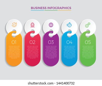 Infographic design vector and marketing icons can be used for workflow layout, diagram, annual report, web design. 
Business concept with 5 options, steps or processes. - Vector