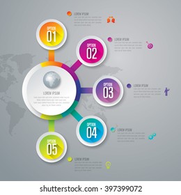 Infographic design vector and marketing icons can be used for workflow layout, diagram, annual report, web design. Business concept with 5 options, steps or processes.