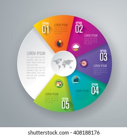 Infographic design vector and marketing icons can be used for workflow layout, diagram, annual report, web design. Business concept with 5 options, steps or processes.