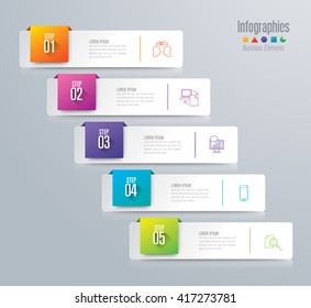 Infographic design vector and marketing icons can be used for workflow layout, diagram, annual report, web design. Business concept with 5 options, steps or processes.