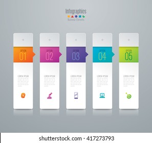 Infographic design vector and marketing icons can be used for workflow layout, diagram, annual report, web design. Business concept with 5 options, steps or processes.