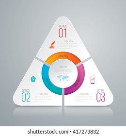 Ícones de vetor e marketing de design infográfico podem ser usados para layout de fluxo de trabalho, diagrama, relatório anual, web design. Conceito de negócio com 3 opções, etapas ou processos.