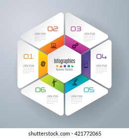 Infographic design vector and marketing icons can be used for workflow layout, diagram, annual report, web design. Business concept with 6 options, steps or processes.