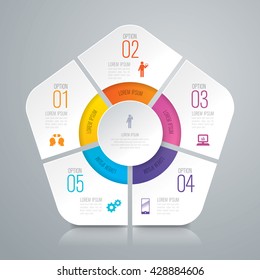 Infographic design vector and marketing icons can be used for workflow layout, diagram, annual report, web design. Business concept with 5 options, steps or processes.