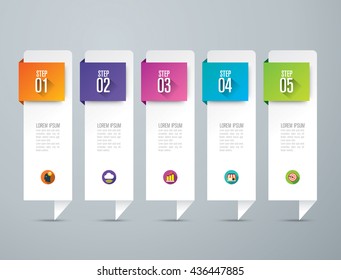 Infographic design vector and marketing icons can be used for workflow layout, diagram, annual report, web design. Business concept with 5 options, steps or processes.