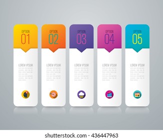 Infographic design vector and marketing icons can be used for workflow layout, diagram, annual report, web design. Business concept with 5 options, steps or processes.