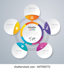 Infographic design vector and marketing icons can be used for workflow layout, diagram, annual report, web design. Business concept with 5 options, steps or processes.