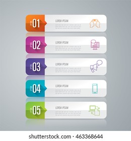 Infographic design vector and marketing icons can be used for workflow layout, diagram, annual report, web design. Business concept with 5 options, steps or processes.