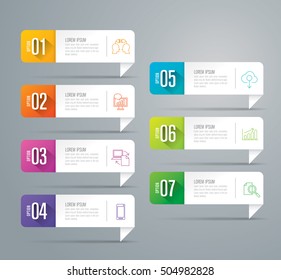 Infographic design vector and marketing icons can be used for workflow layout, diagram, annual report, web design. Business concept with 7 options, steps or processes.