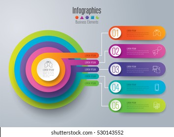 Infographic design vector and marketing icons can be used for workflow layout, diagram, annual report, web design. Business concept with 5 options, steps or processes.